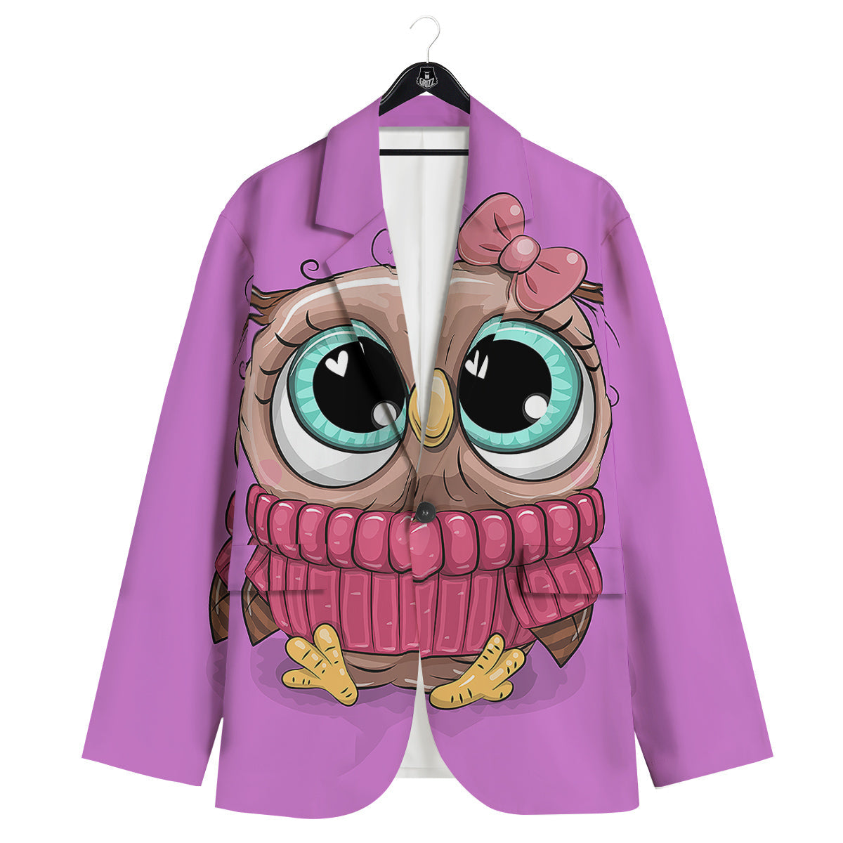 Owl Cute Print Men's Sport Coat-grizzshop