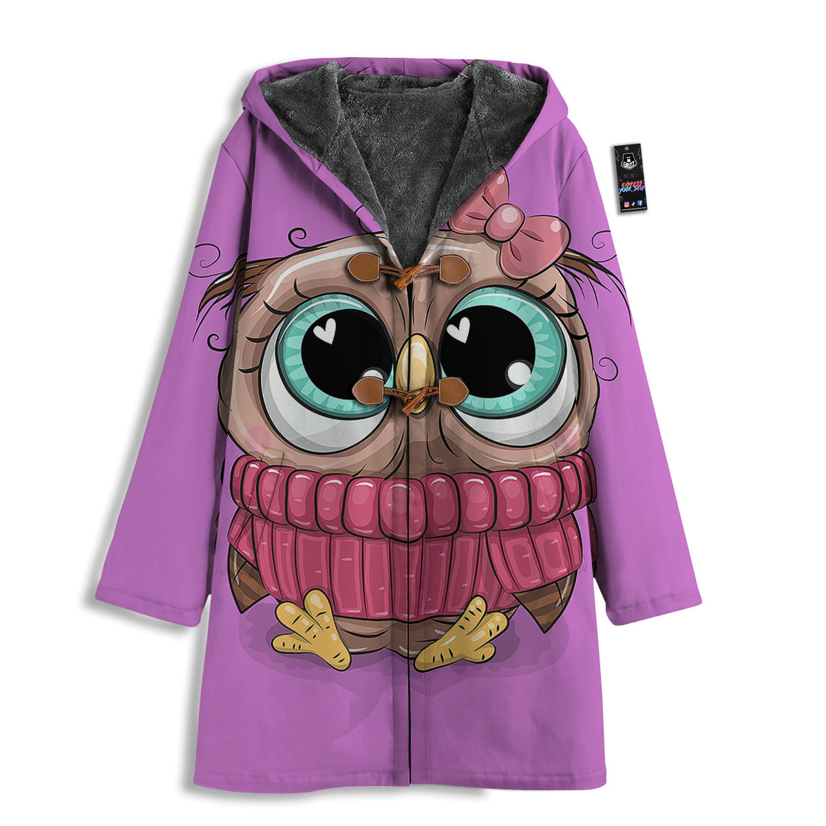 Owl Cute Print Men's Windbreaker Jacket-grizzshop