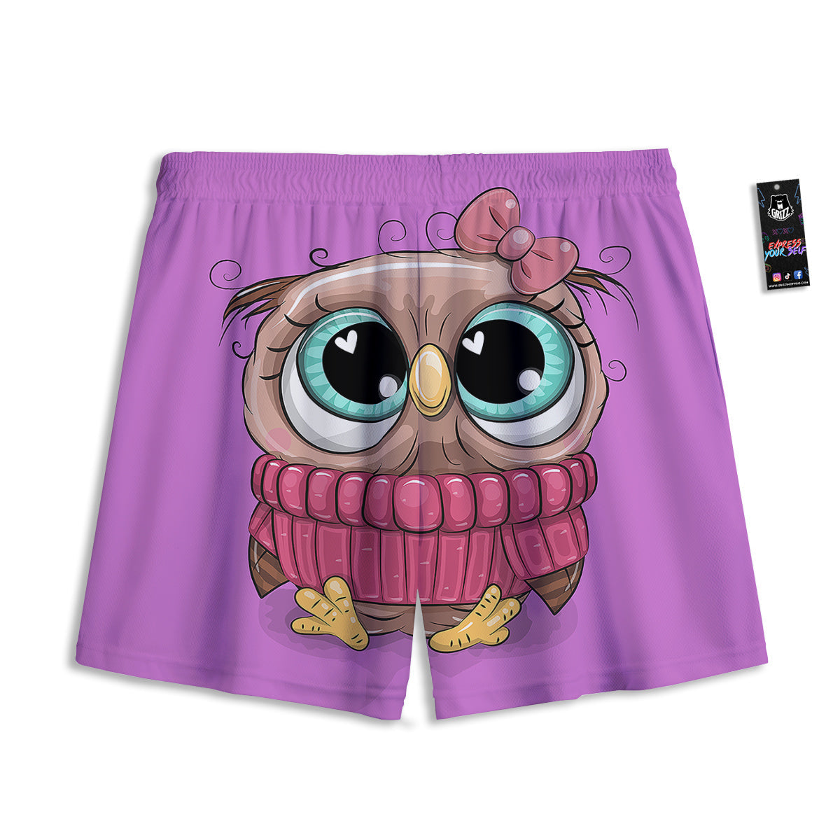 Owl Cute Print Mesh Shorts