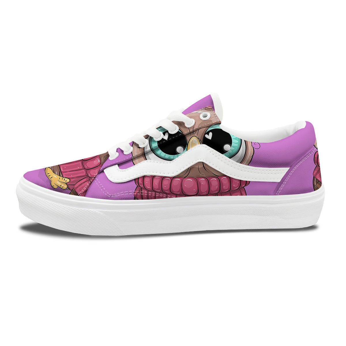 Owl Cute Print Skate Shoes-grizzshop