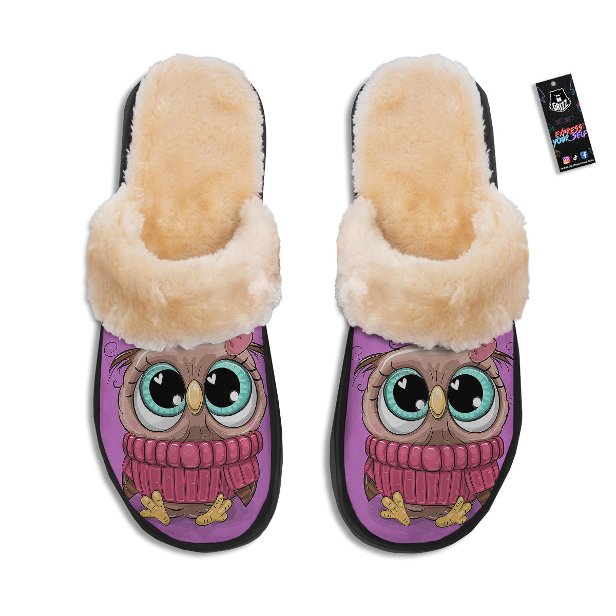 Owl Cute Print Slippers-grizzshop