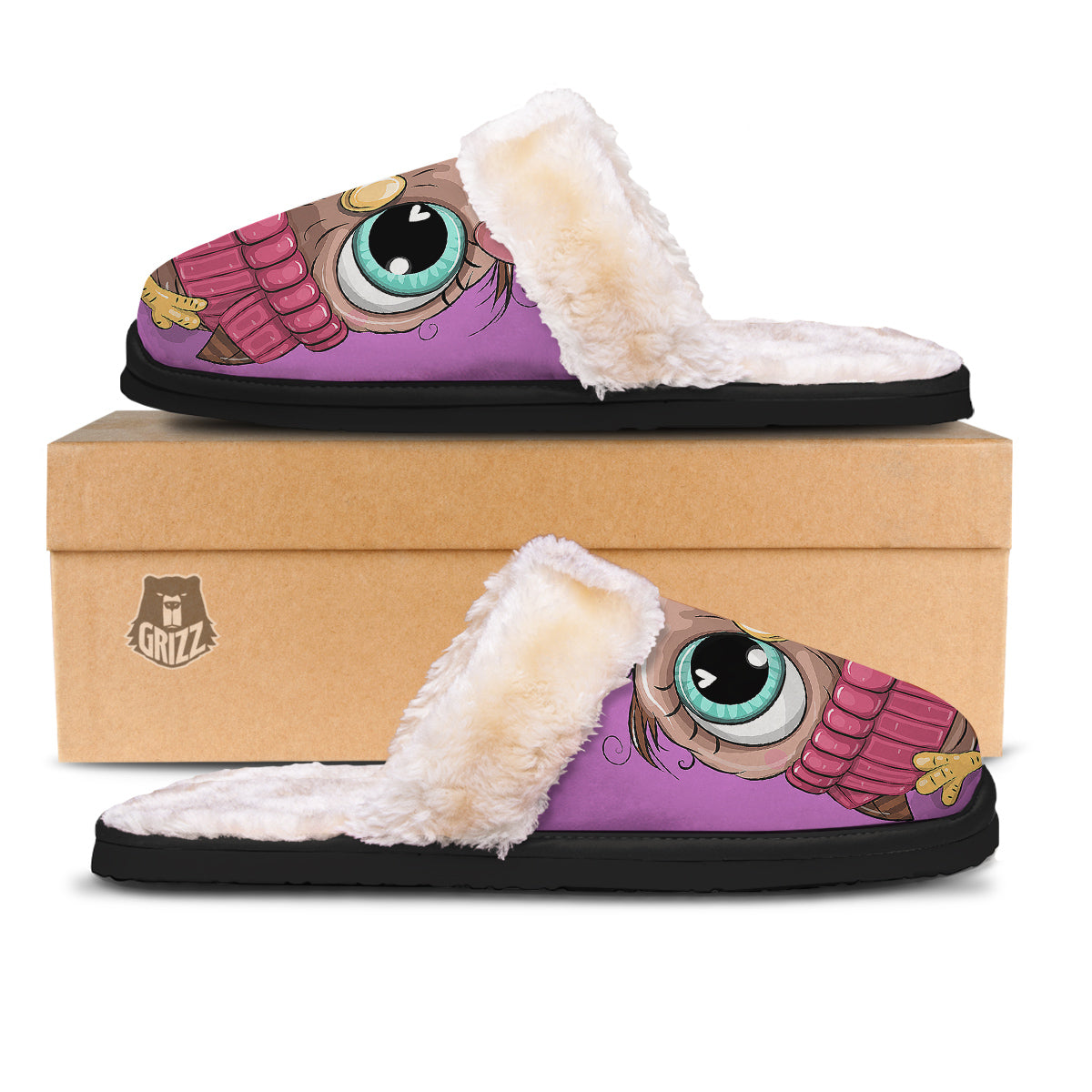 Owl Cute Print Slippers-grizzshop