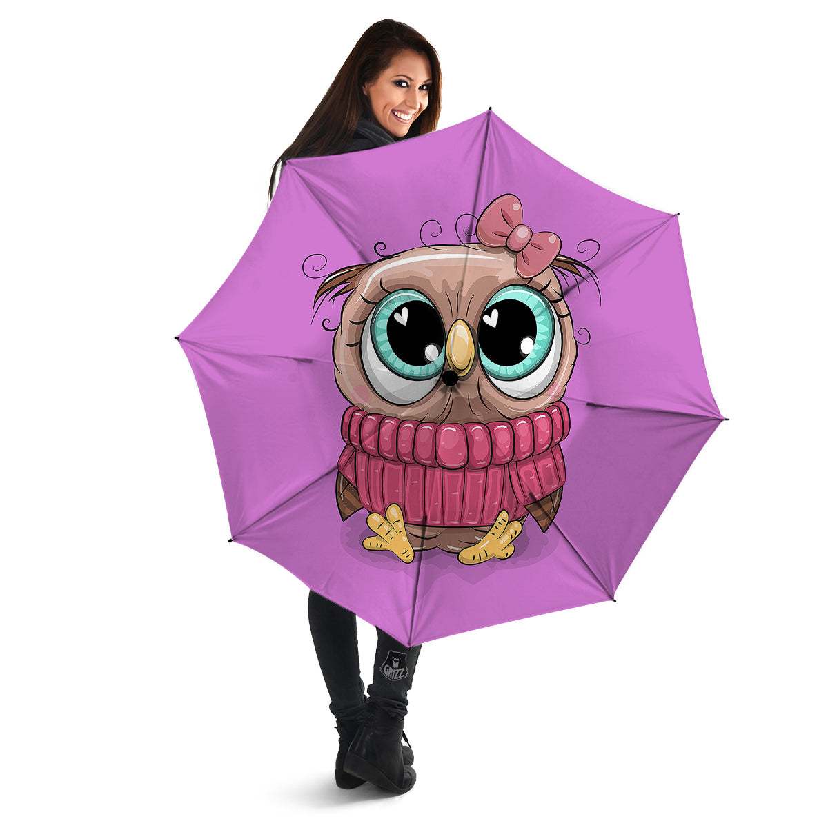 Owl Cute Print Umbrella-grizzshop