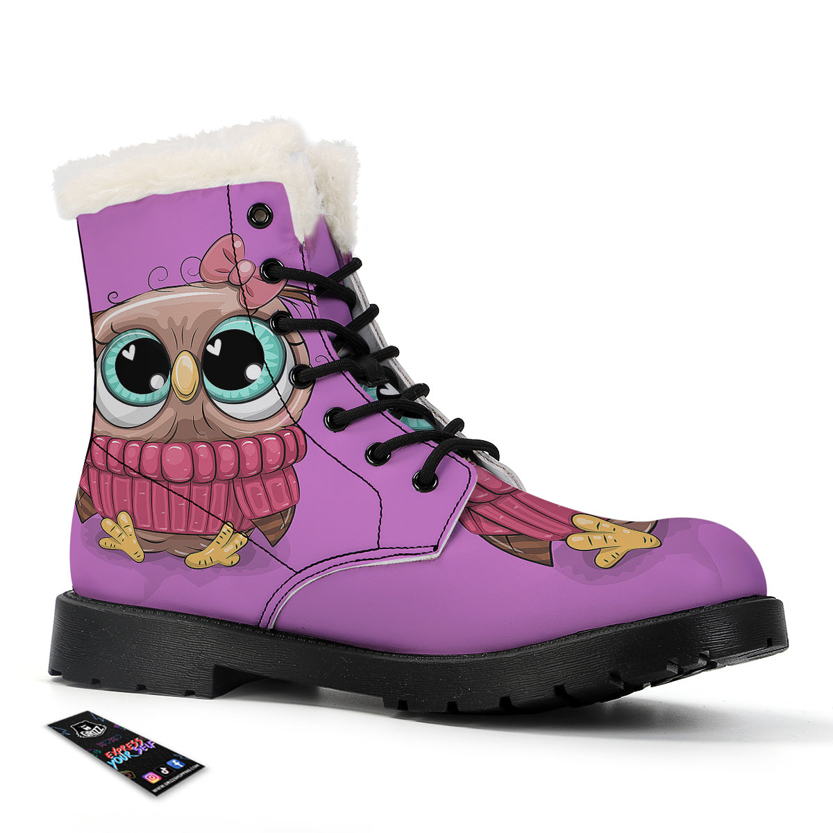 Owl Cute Print Winter Boots-grizzshop