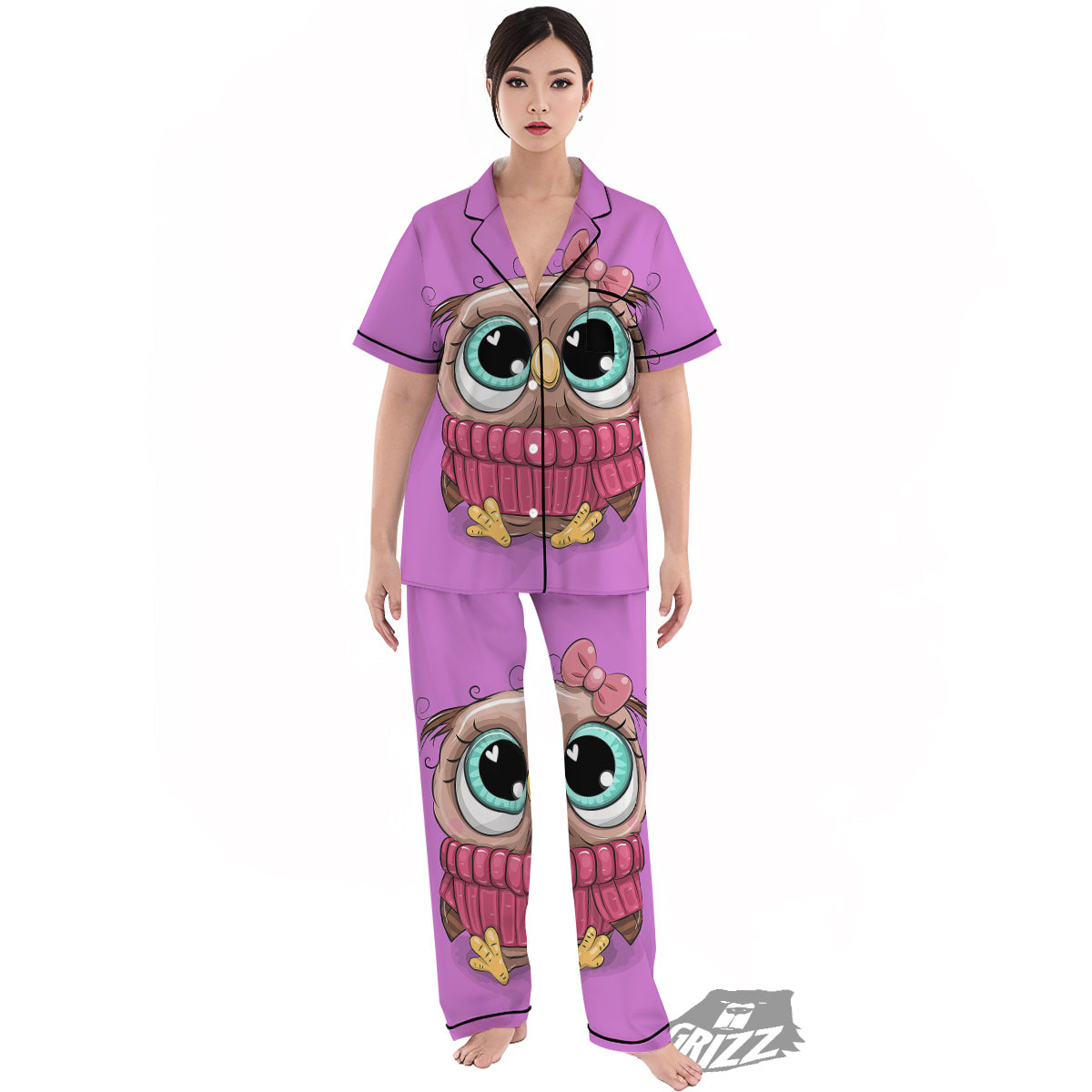 Owl Cute Print Women's Pajamas Set-grizzshop