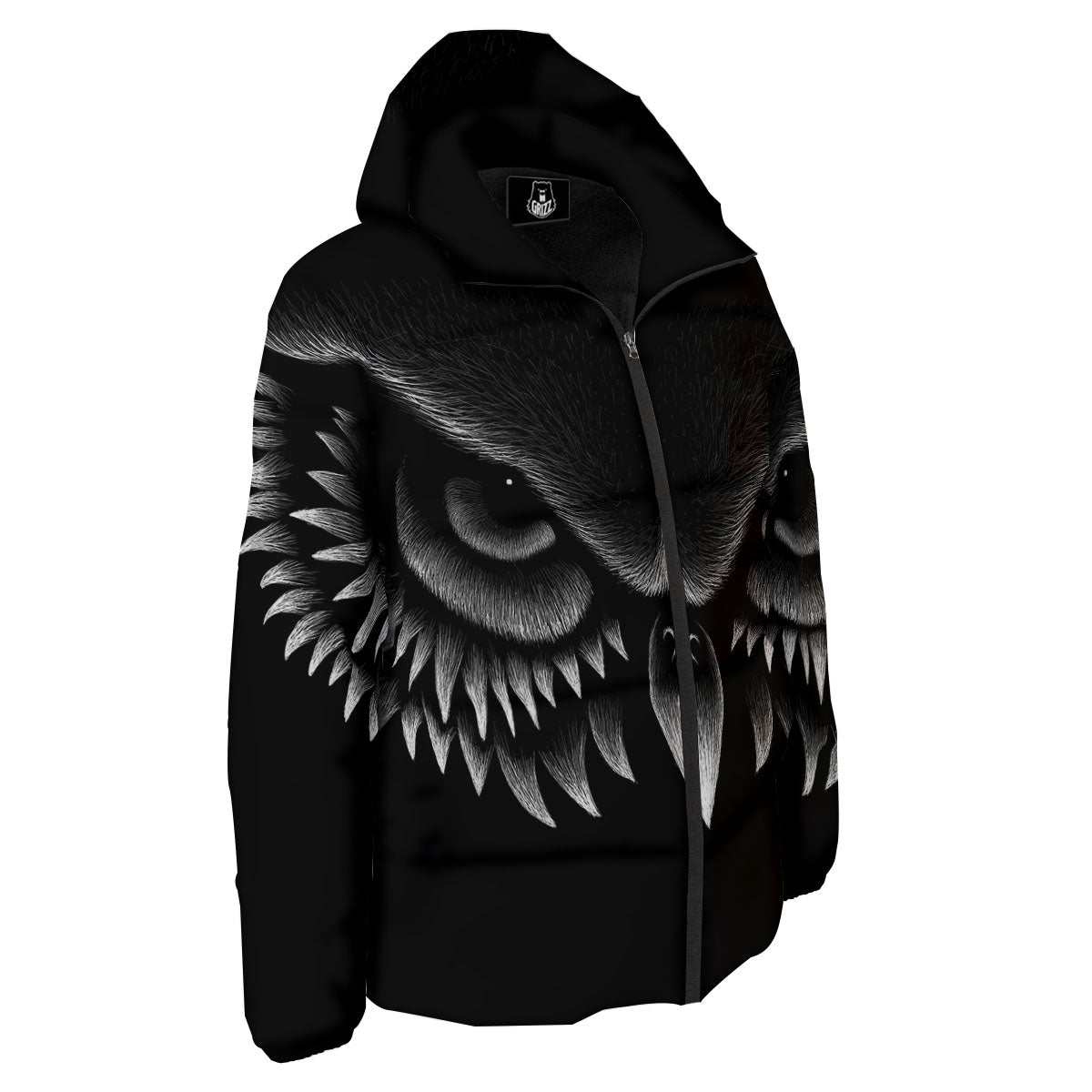 Owl Eyes Print Down Jacket-grizzshop