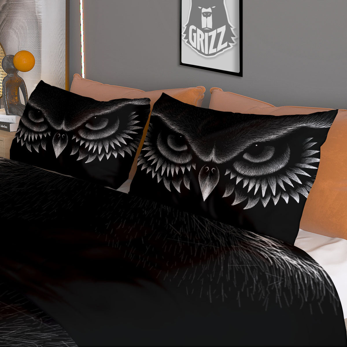 Owl Eyes Print Duvet Cover Bedding Set