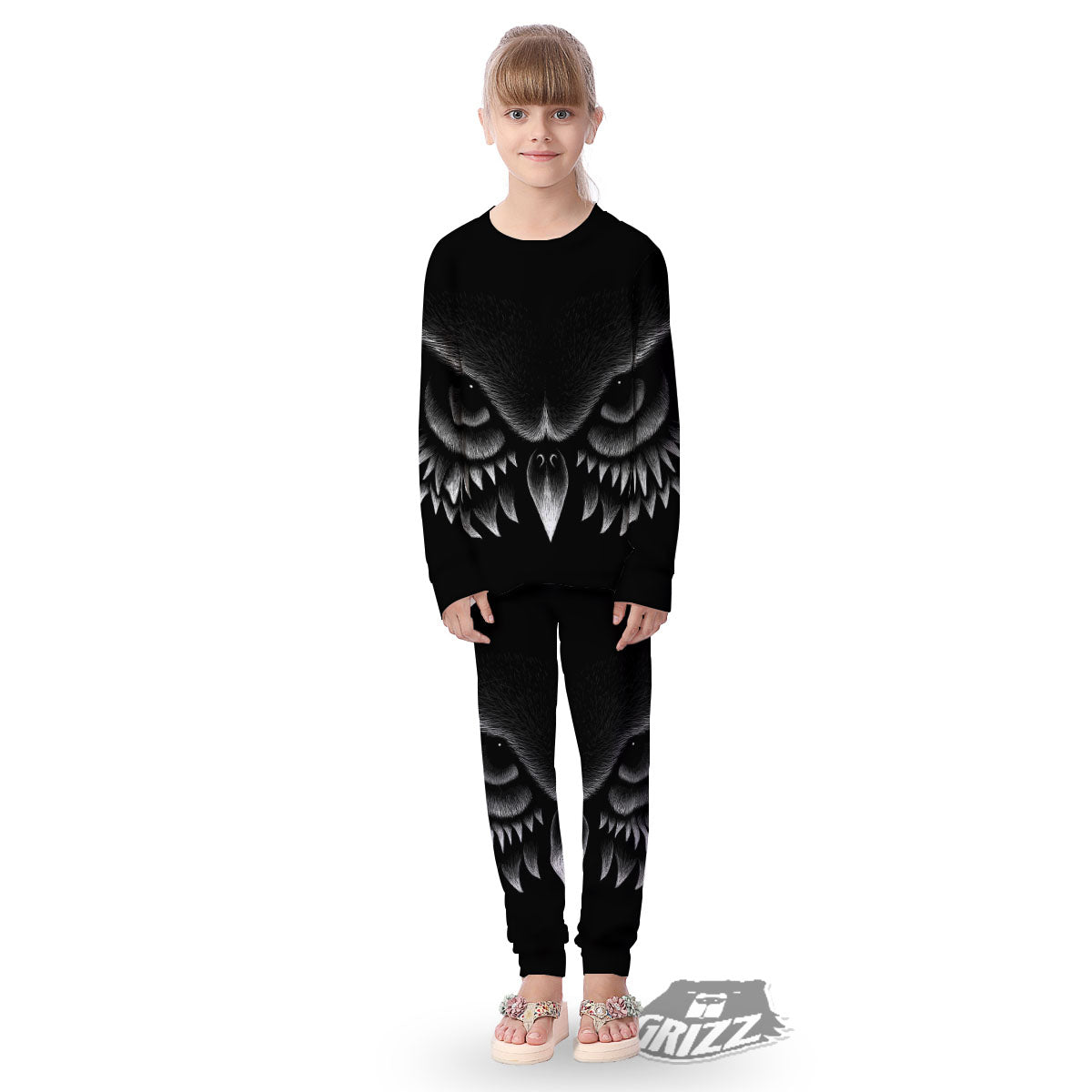 Owl Eyes Print Kid's Pajamas-grizzshop