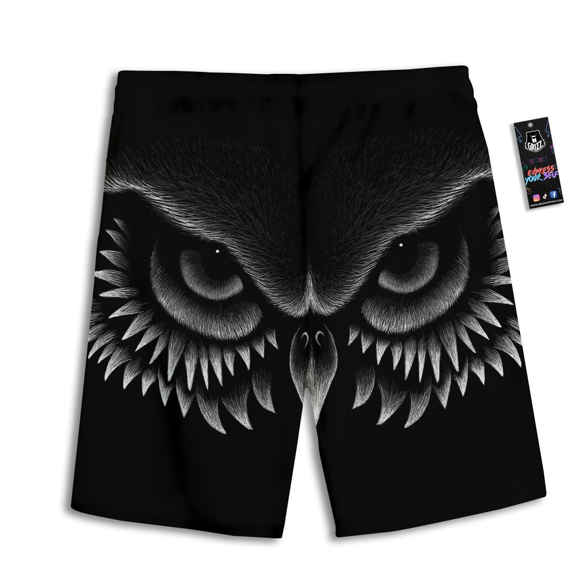 Owl Eyes Print Men's Athletic Shorts