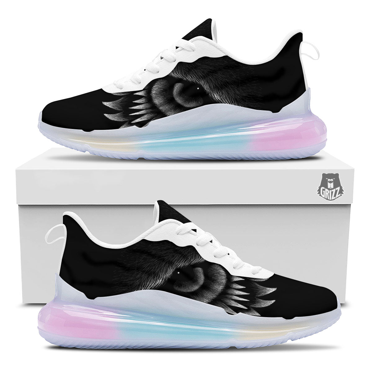 Owl Eyes Print Running Sneakers-grizzshop