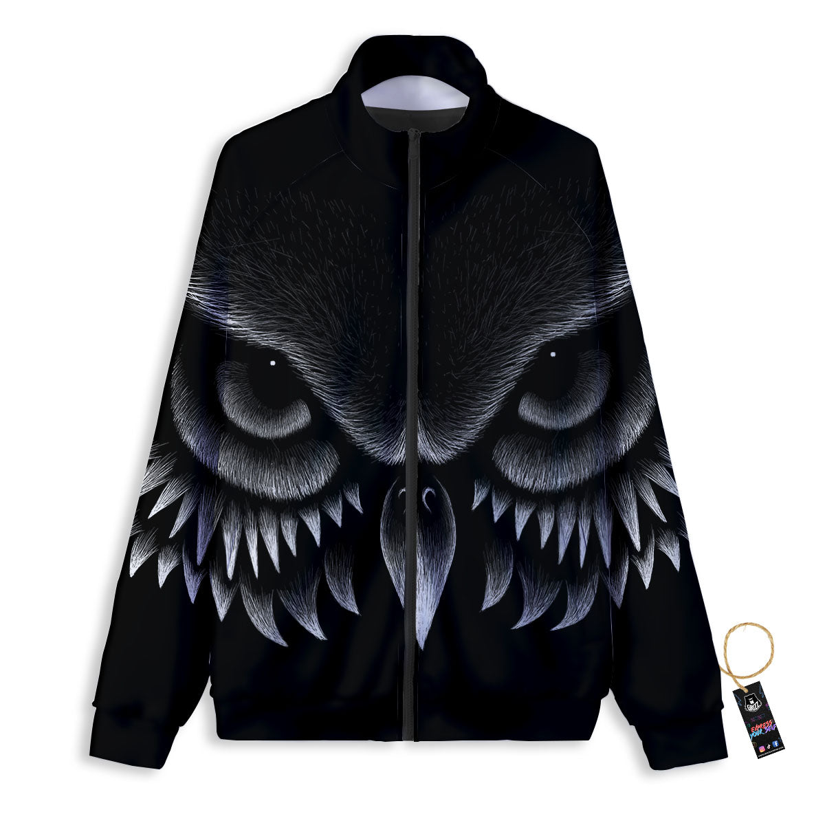 Owl Eyes Print Track Jacket-grizzshop