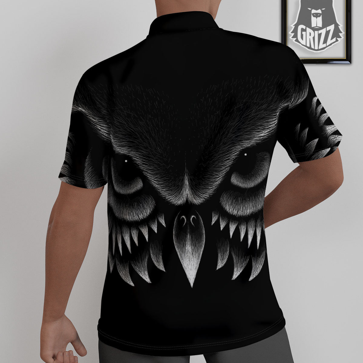 Owl Eyes Print Untucked Shirts-grizzshop