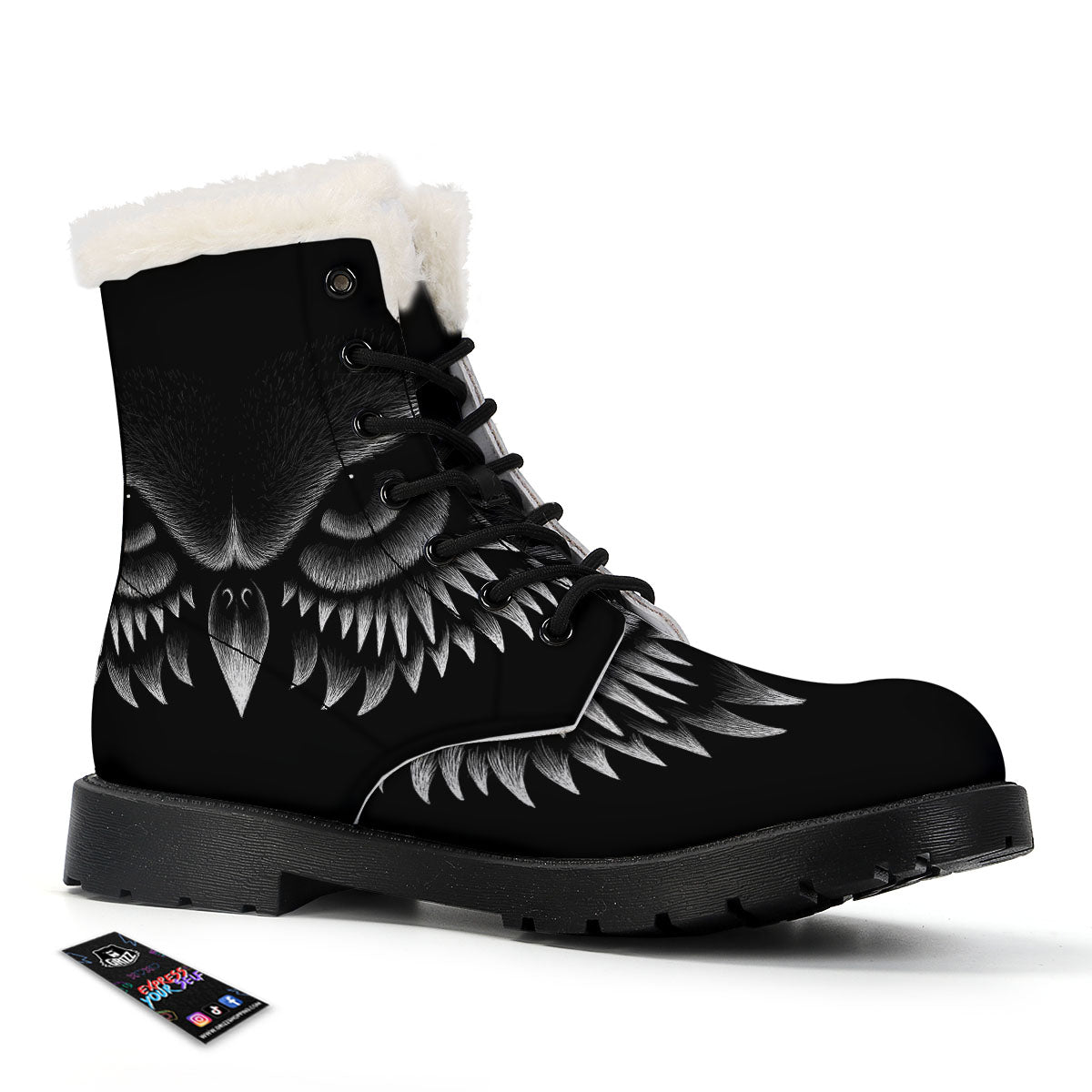 Owl Eyes Print Winter Boots-grizzshop
