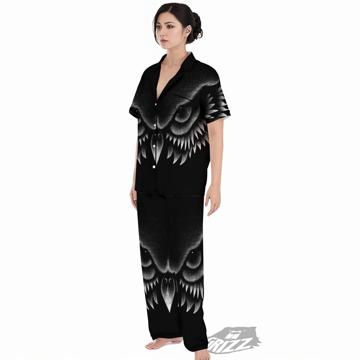 Owl Eyes Print Women's Pajamas Set-grizzshop