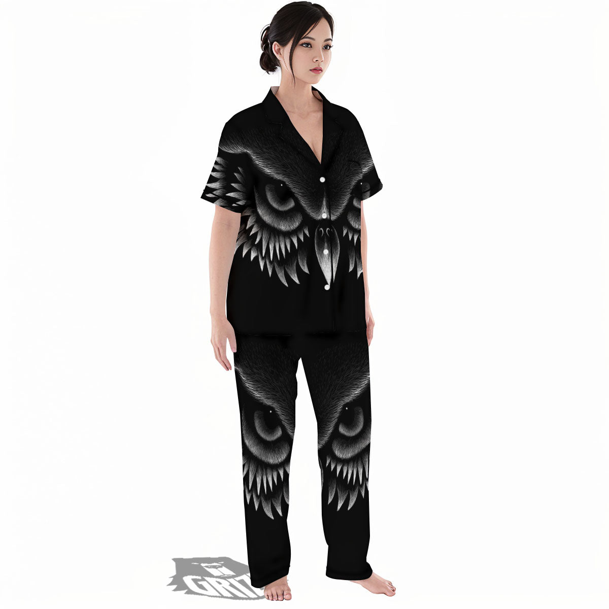 Owl Eyes Print Women's Pajamas Set-grizzshop
