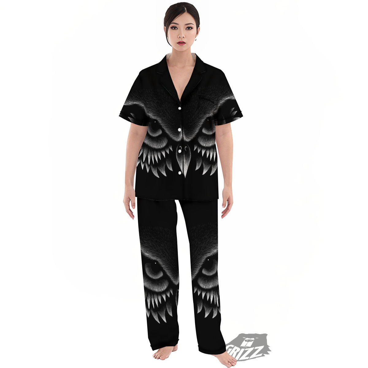 Owl Eyes Print Women's Pajamas Set-grizzshop
