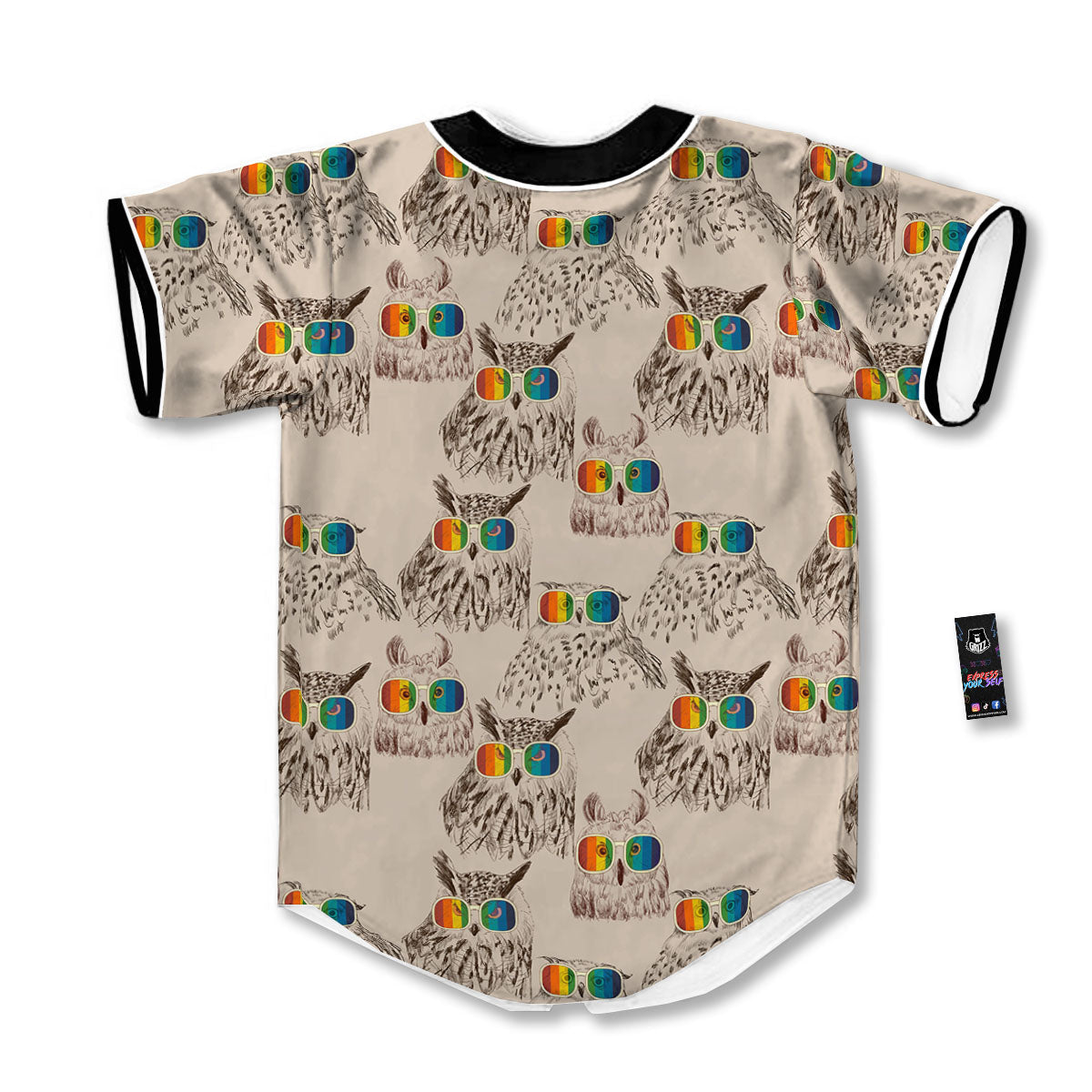 Owl Glasses Print Pattern Baseball Jersey-grizzshop