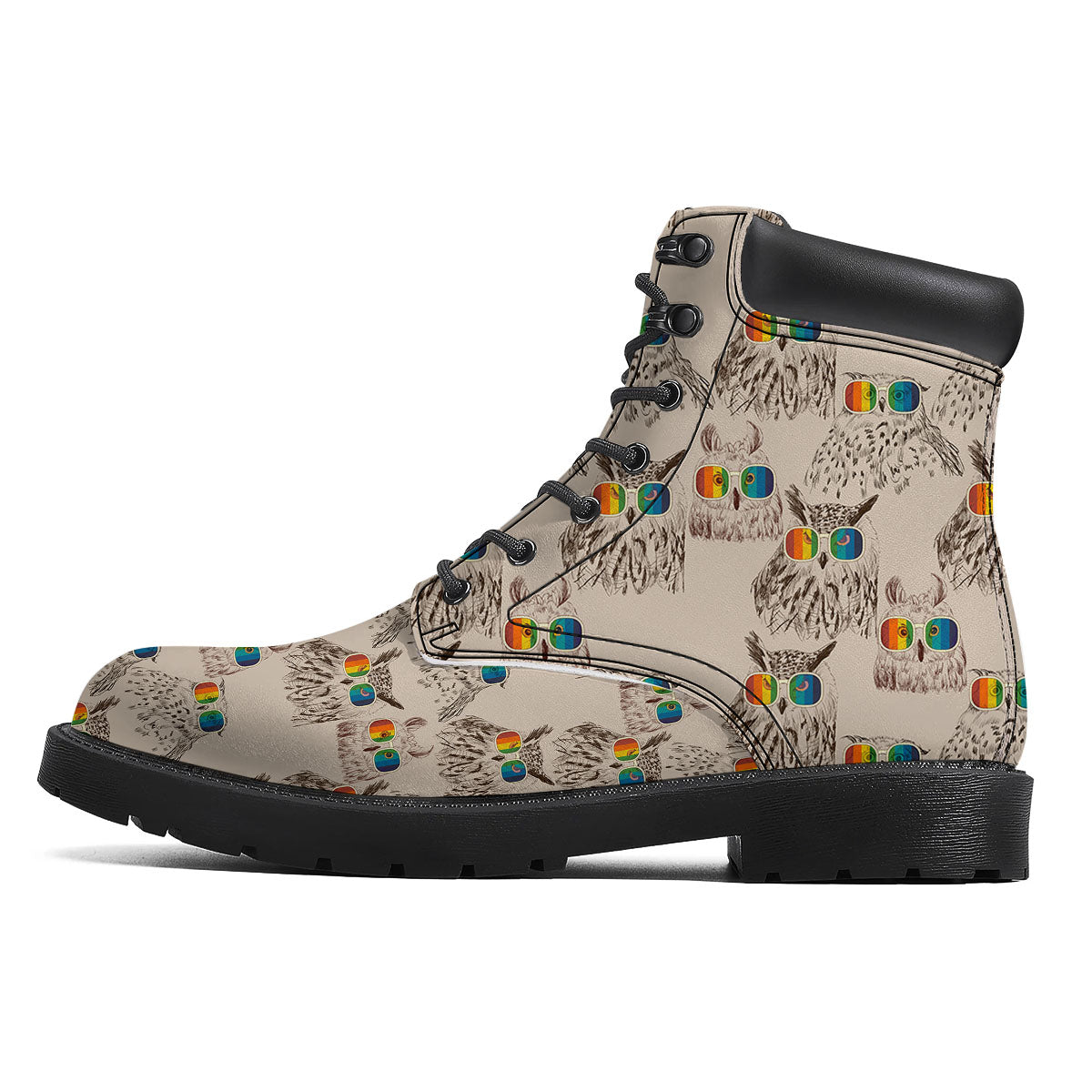 Owl Glasses Print Pattern Boots-grizzshop