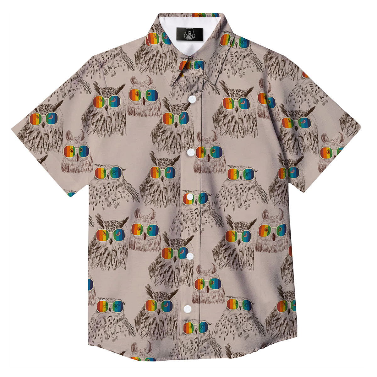 Owl Glasses Print Pattern Button Up Shirt-grizzshop