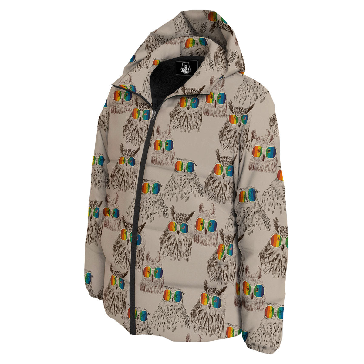 Owl Glasses Print Pattern Down Jacket-grizzshop