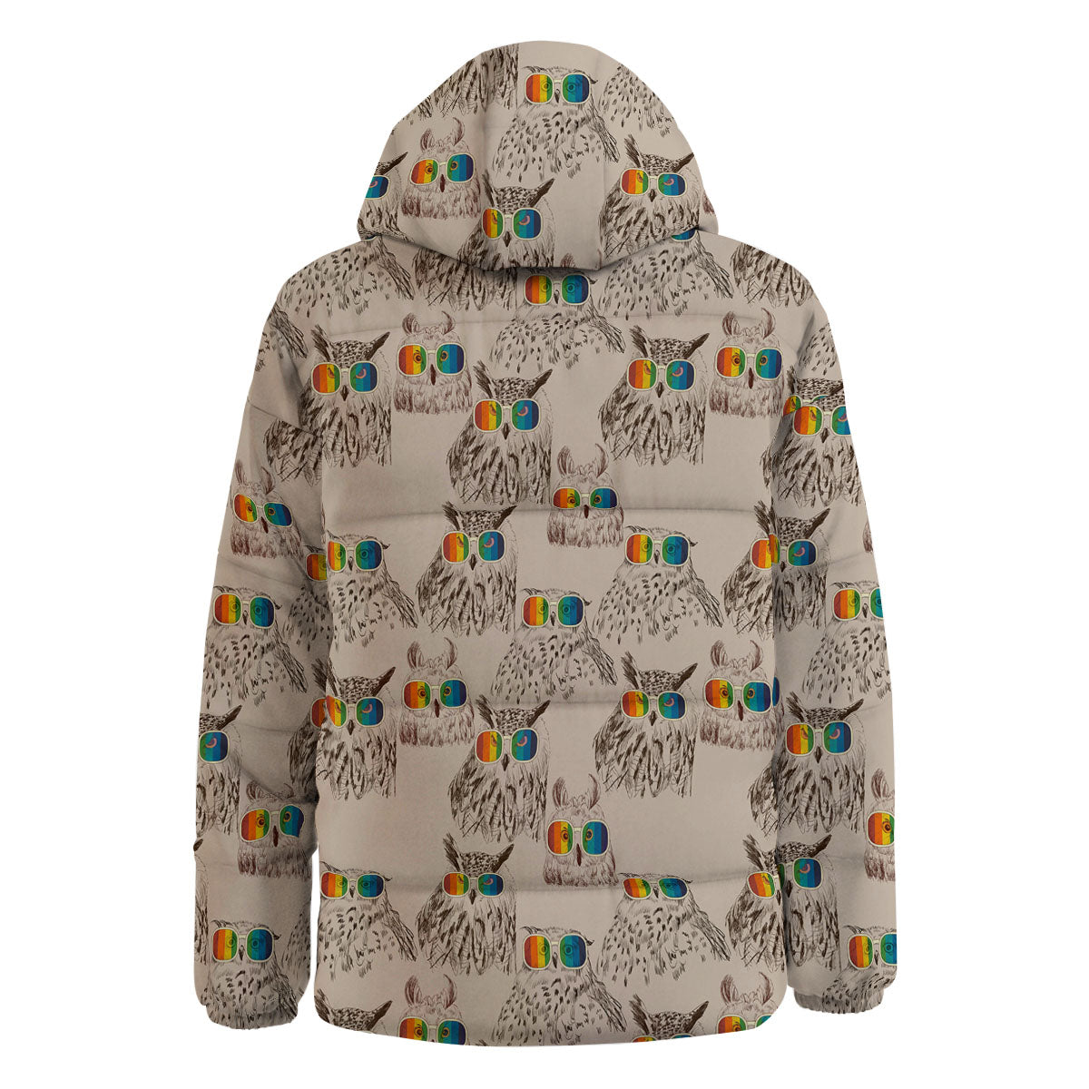 Owl Glasses Print Pattern Down Jacket-grizzshop
