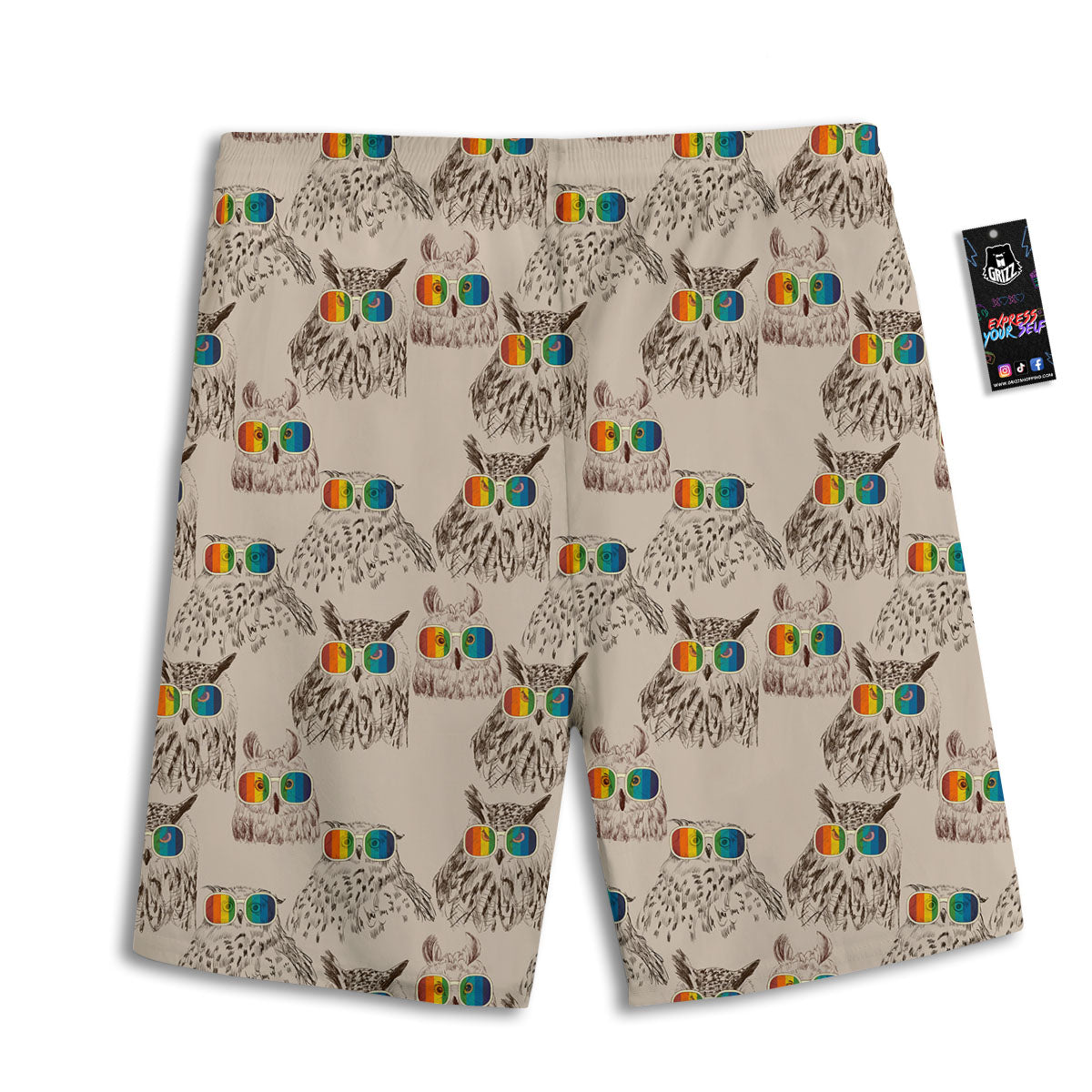 Owl Glasses Print Pattern Men's Athletic Shorts