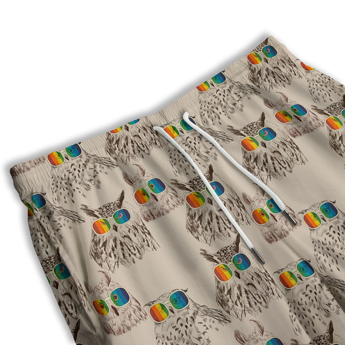 Owl Glasses Print Pattern Men's Athletic Shorts