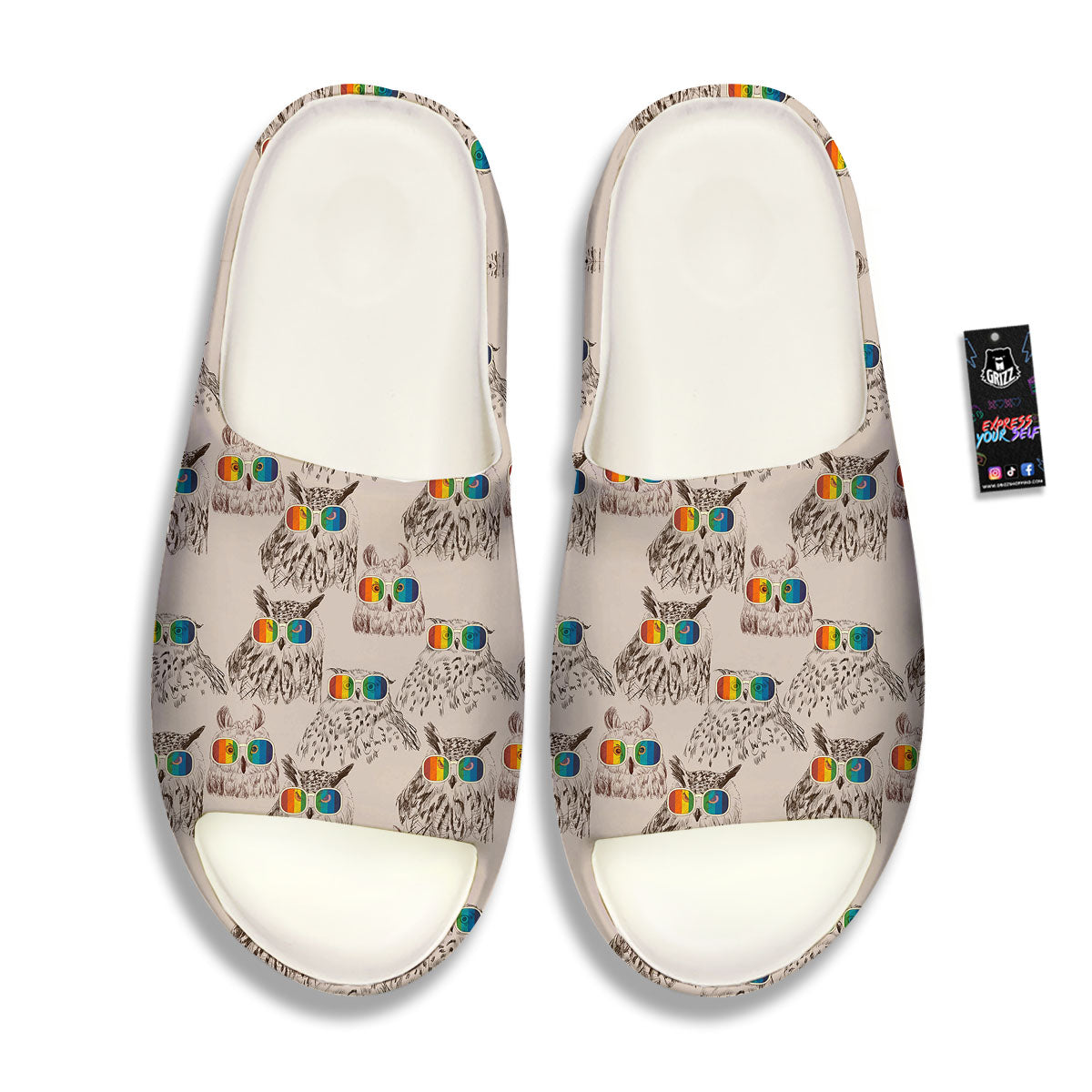 Owl Glasses Print Pattern Sandals-grizzshop