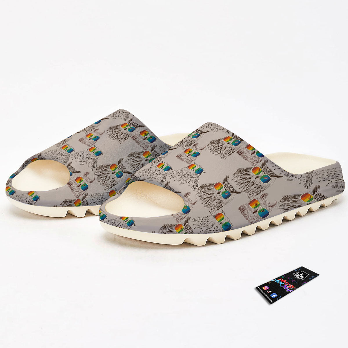 Owl Glasses Print Pattern Sandals-grizzshop