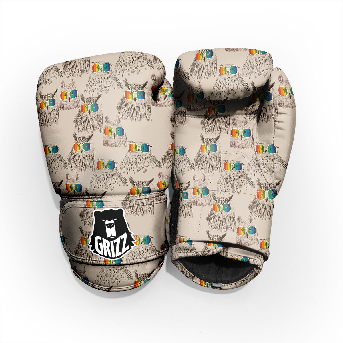 Owl Glasses Print Pattern Pro Boxing Glove