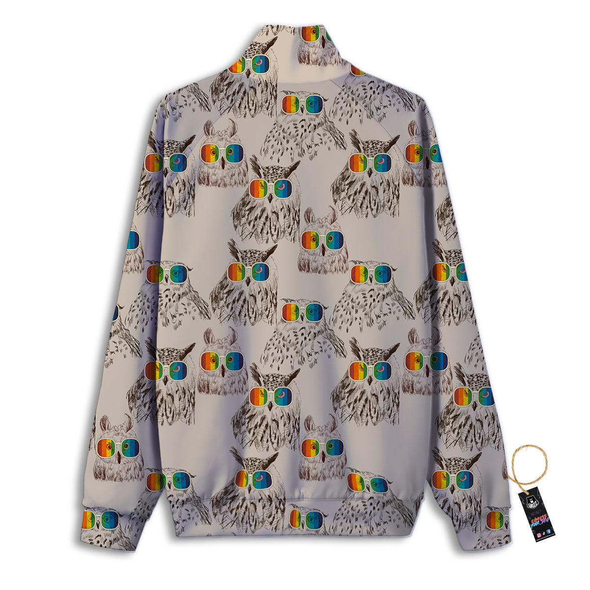 Owl Glasses Print Pattern Track Jacket-grizzshop