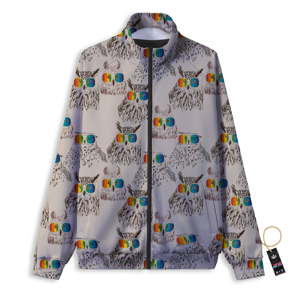 Owl Glasses Print Pattern Track Jacket-grizzshop