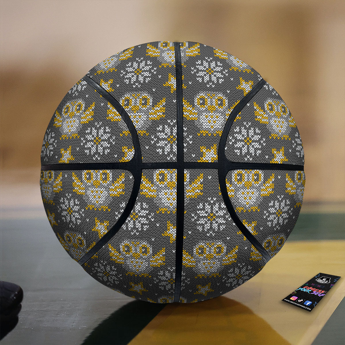 Owl Knitted Print Pattern Basketball-grizzshop