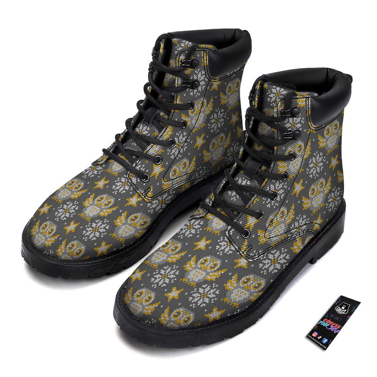 Owl Knitted Print Pattern Boots-grizzshop