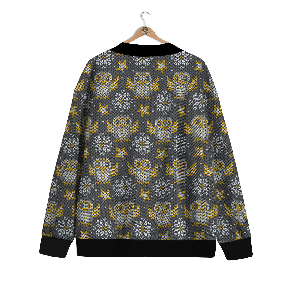 Owl Knitted Print Pattern Cardigan-grizzshop