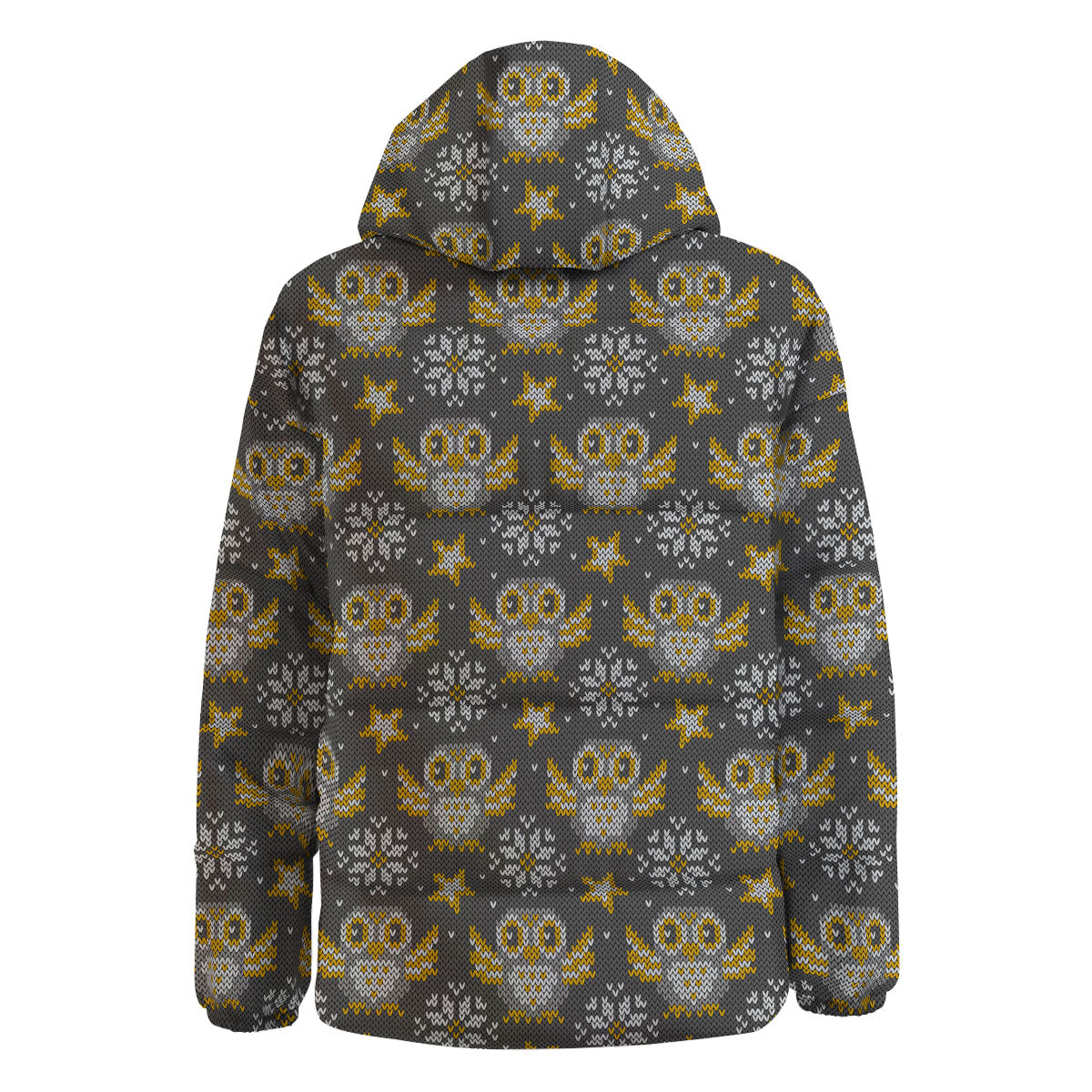 Owl Knitted Print Pattern Down Jacket-grizzshop