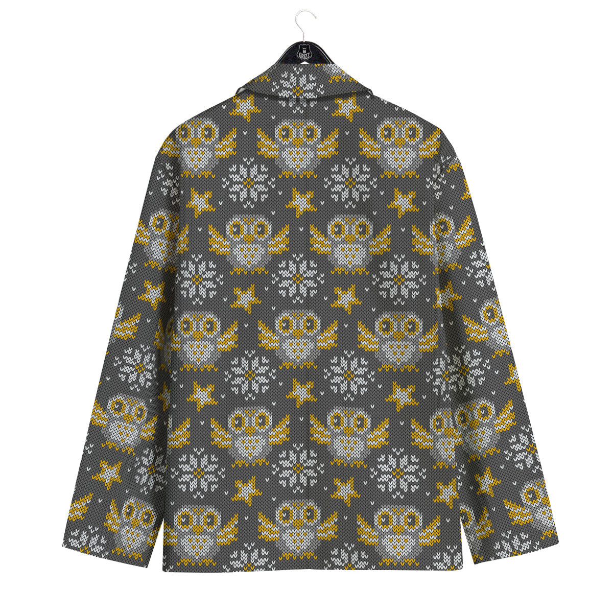 Owl Knitted Print Pattern Men's Sport Coat-grizzshop