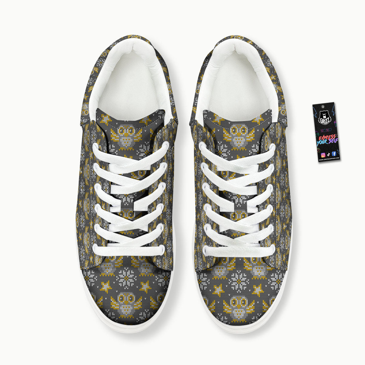 Owl Knitted Print Pattern Platform Shoes-grizzshop