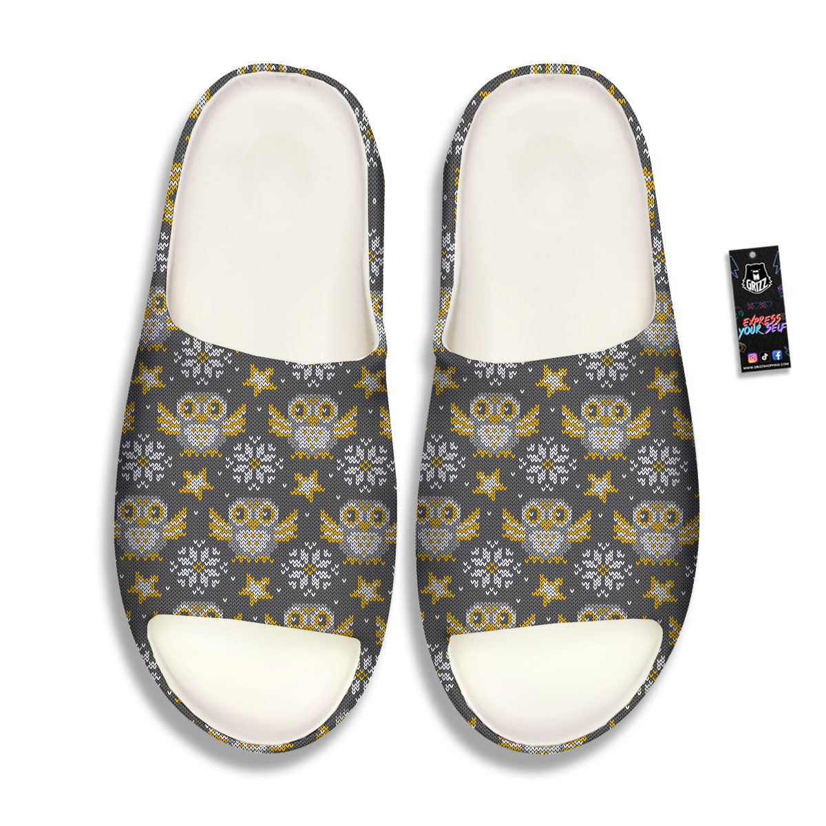 Owl Knitted Print Pattern Sandals-grizzshop