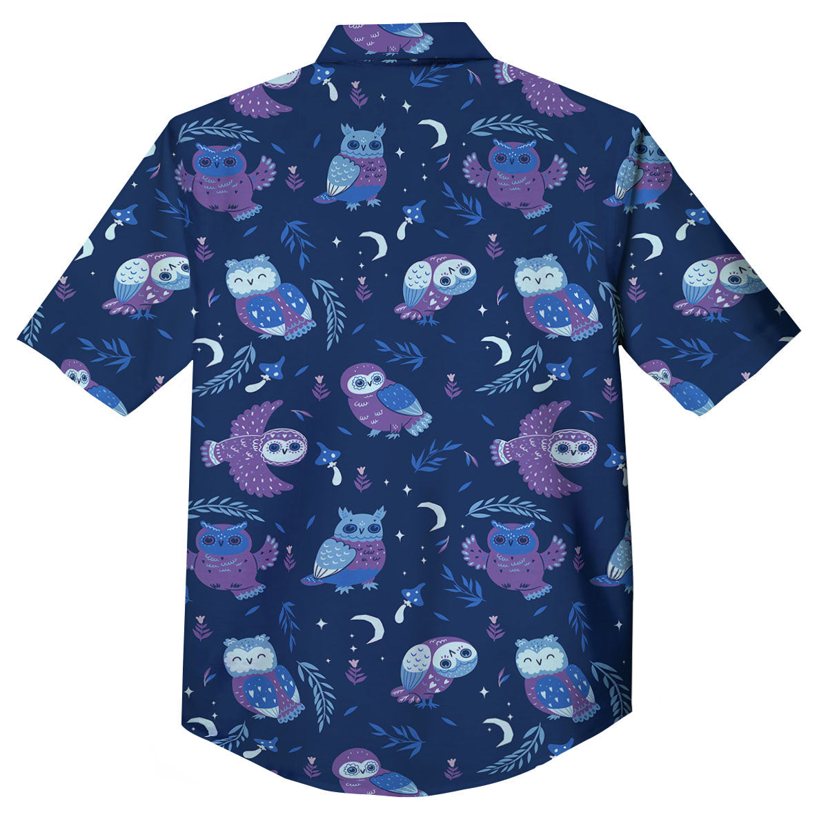 Owl Night Print Pattern Button Up Shirt-grizzshop
