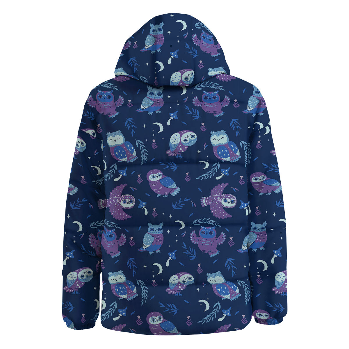Owl Night Print Pattern Down Jacket-grizzshop