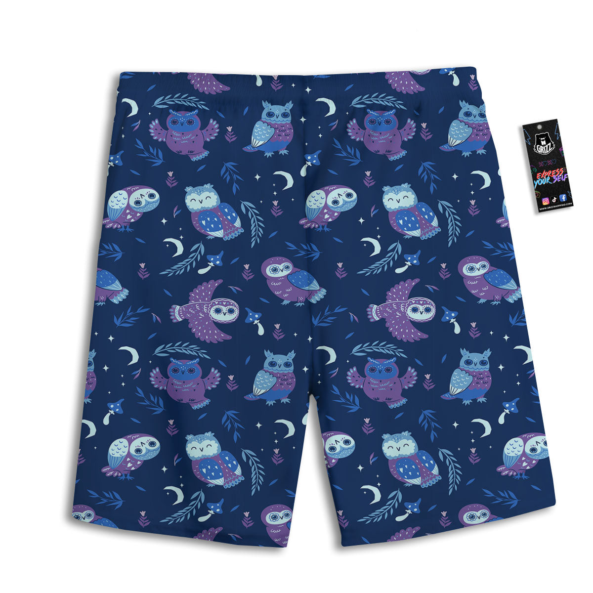 Owl Night Print Pattern Men's Athletic Shorts