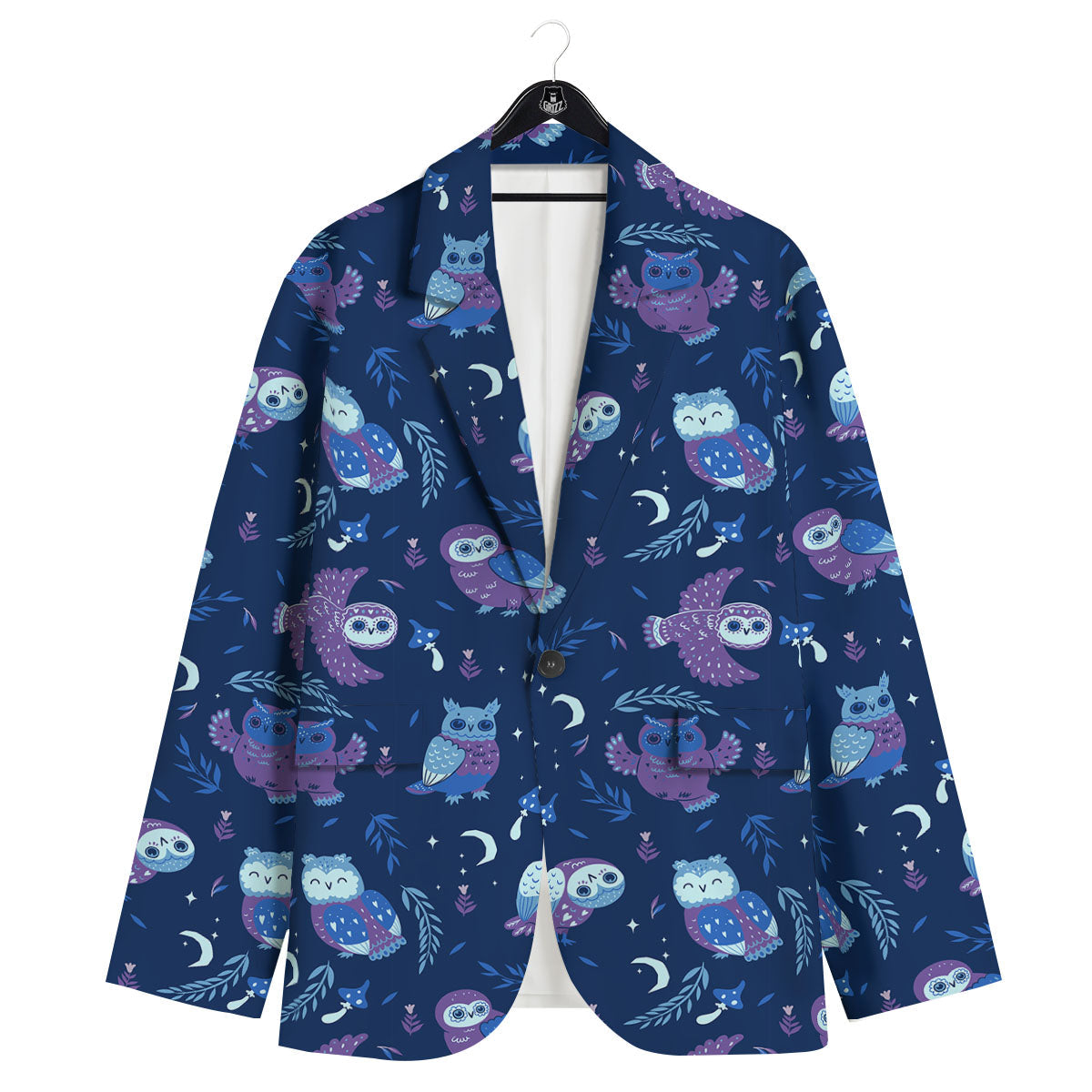 Owl Night Print Pattern Men's Sport Coat-grizzshop