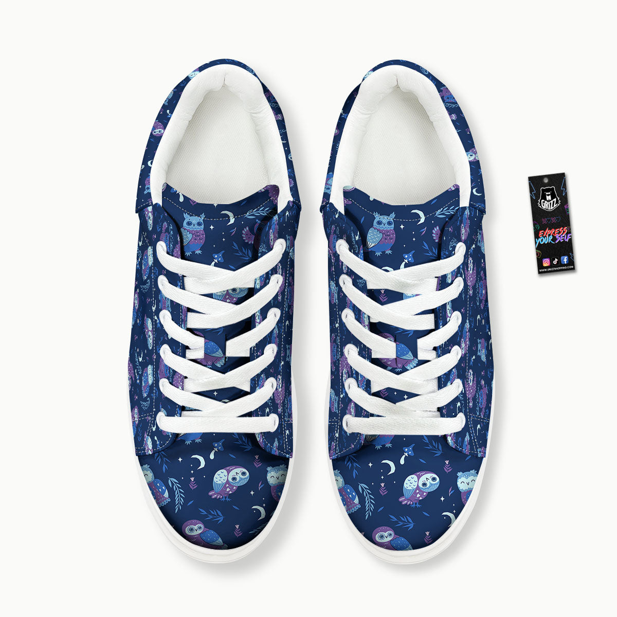 Owl Night Print Pattern Platform Shoes-grizzshop