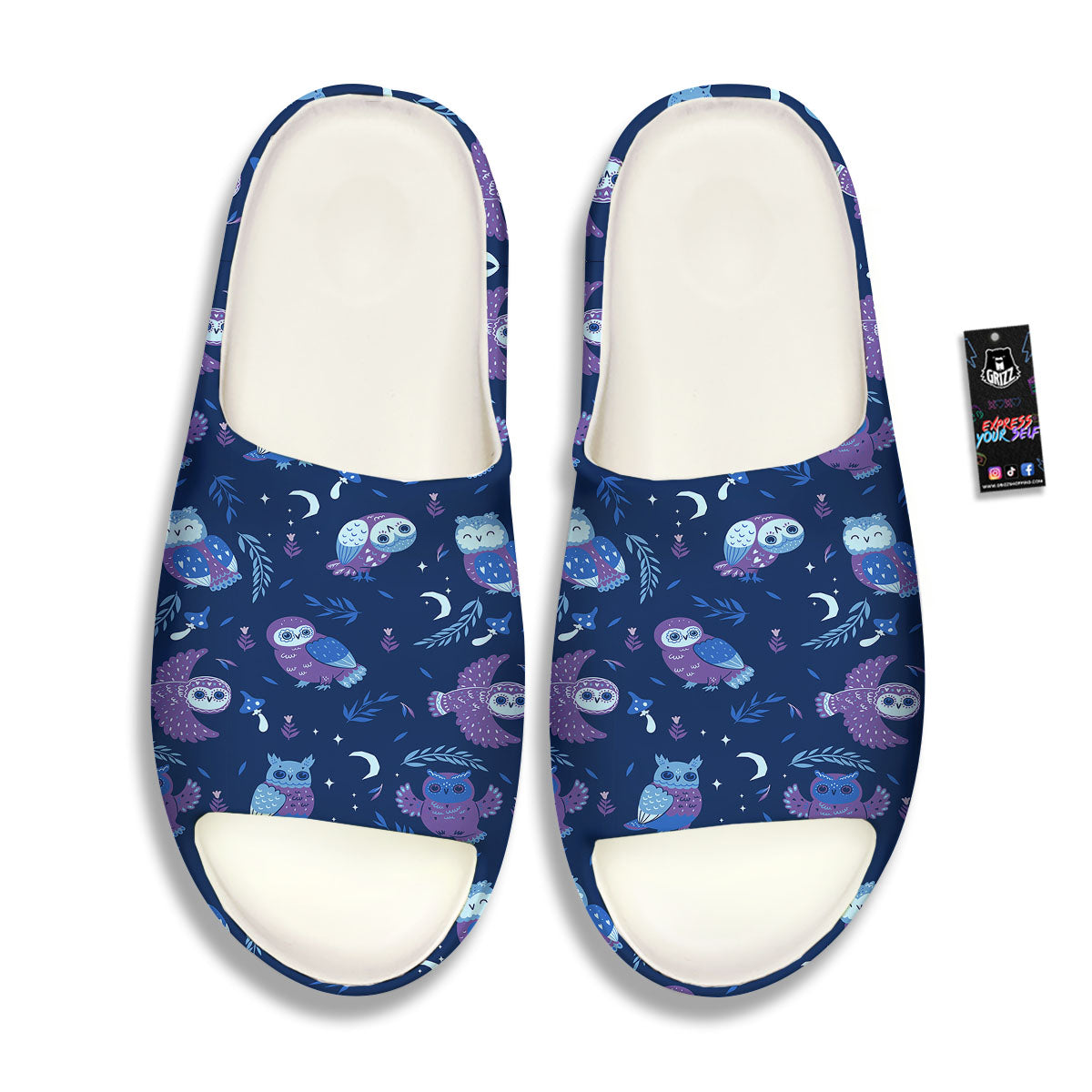 Owl Night Print Pattern Sandals-grizzshop