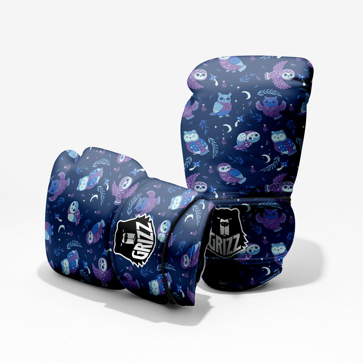 Owl Night Print Pattern Pro Boxing Glove