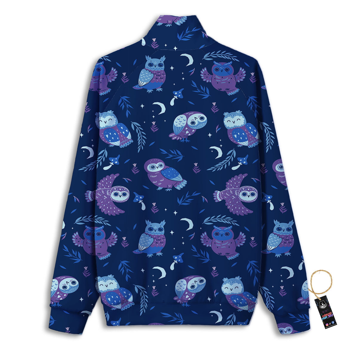 Owl Night Print Pattern Track Jacket-grizzshop
