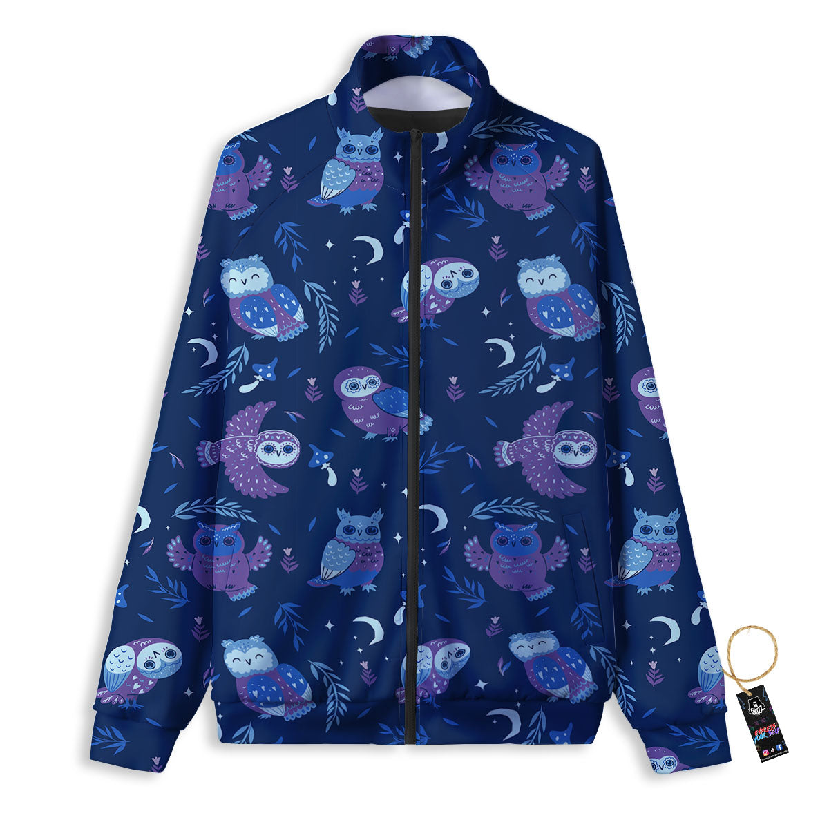 Owl Night Print Pattern Track Jacket-grizzshop