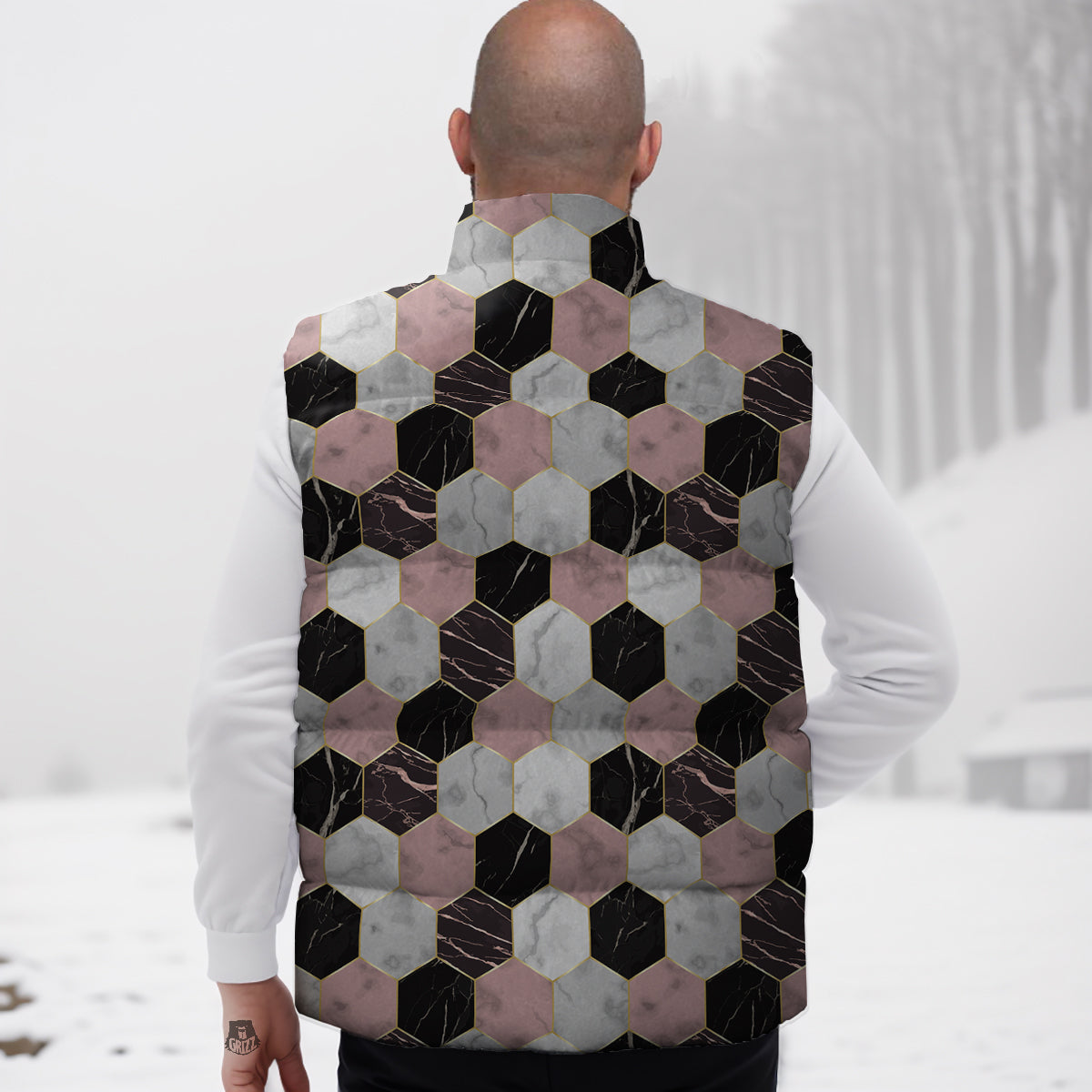 Owl Ornamental Pattern Print Down Vest
