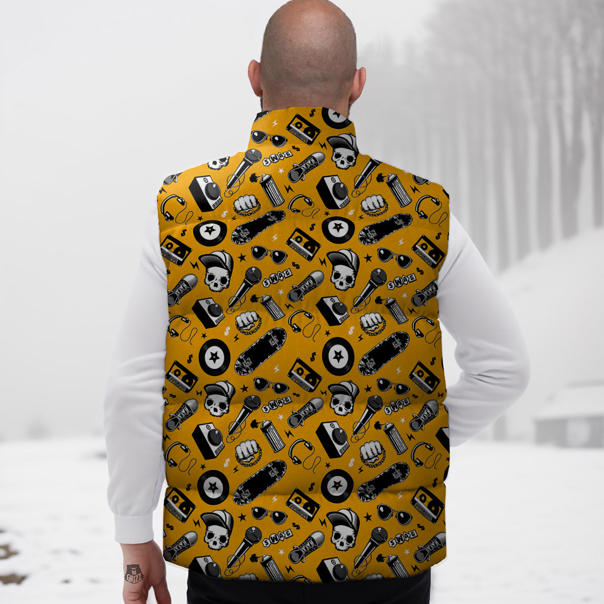 Owl Ornamental Print Pattern Down Vest